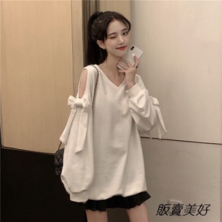 Áo Sweater Mỏng Tay Dài Dáng Rộng Hở Vai Phong Cách Hàn Quốc Thời Trang Mùa Thu 2020 Dành Cho Bạn Nữ