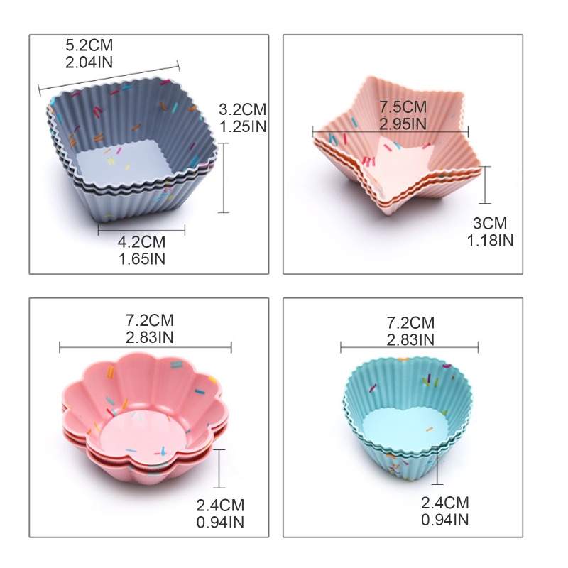 Bộ 4 Cốc Silicone Không Chứa BPA Dùng Làm Bánh Tiện Dụng
