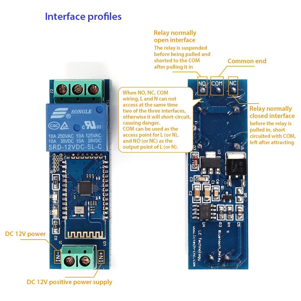 Mô-đun công tắc chuyển tiếp không dây kết nối Bluetooth kèm điều khiển từ xa IOT thông minh 5V 12V