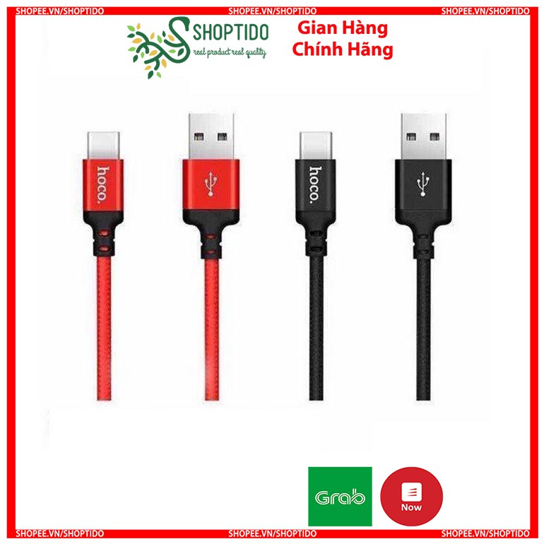 Cáp Micro USB Hoco bọc dù cao cấp X14 dùng cho máy android màu đen, màu đỏ 1m , 2m Shoptido