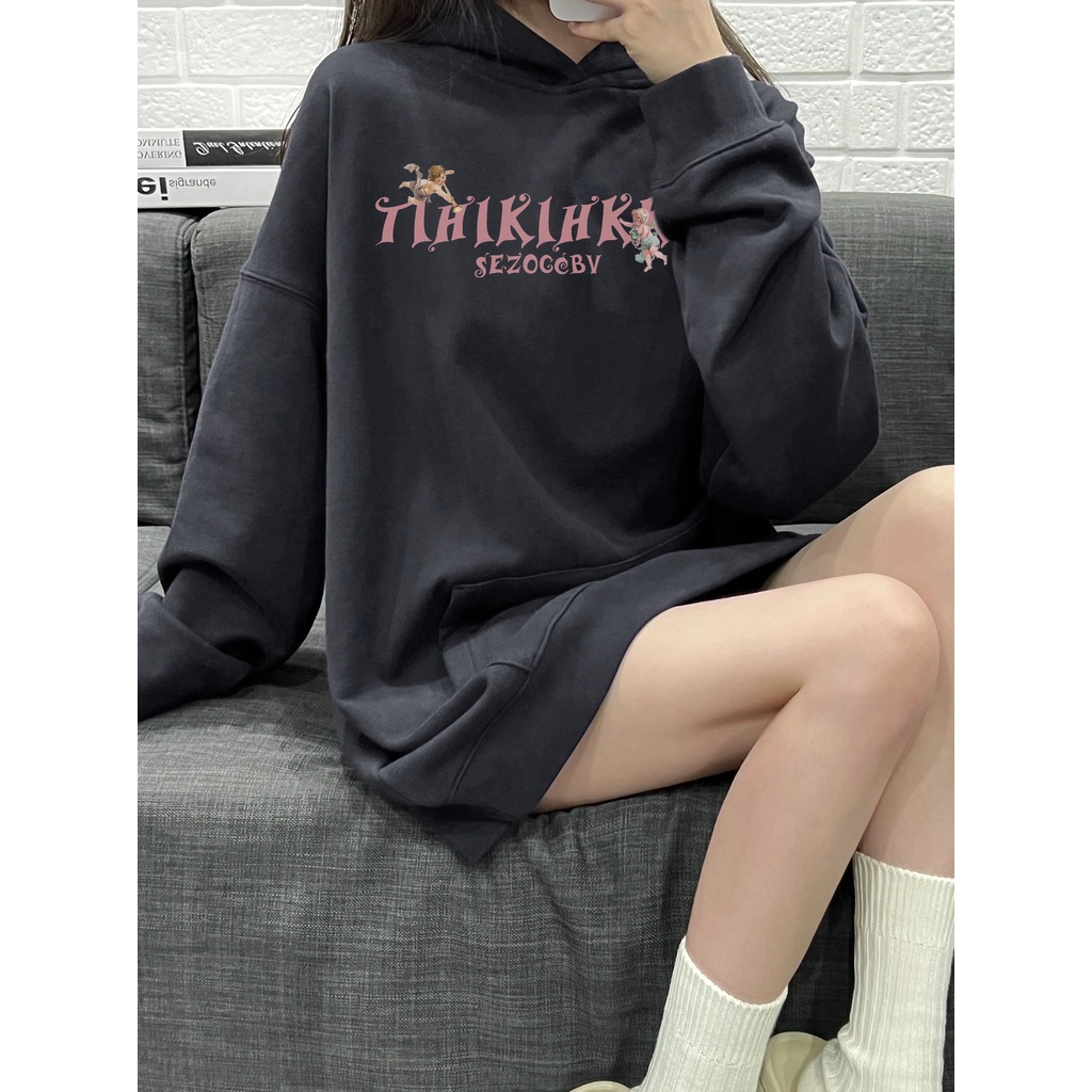 Áo hoodie SELVZE dáng rộng chất liệu cotton phong cách Mỹ thời trang cao cấp cho nữ