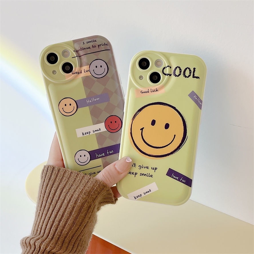 Ốp Điện Thoại Họa Tiết Mặt Cười Màu Xanh Lá Cây Mát Mẻ Cho Apple IPhone 12 13 11 Pro Max X Xs Max Xr Kkhy