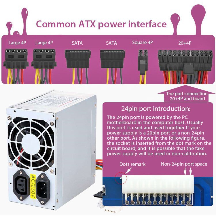 Mạch chuyển đổi nguồn máy tính ATX sang nguồn đa năng 3.3V 5V +12V -12V có cầu chì đèn báo công tắc ON OFF