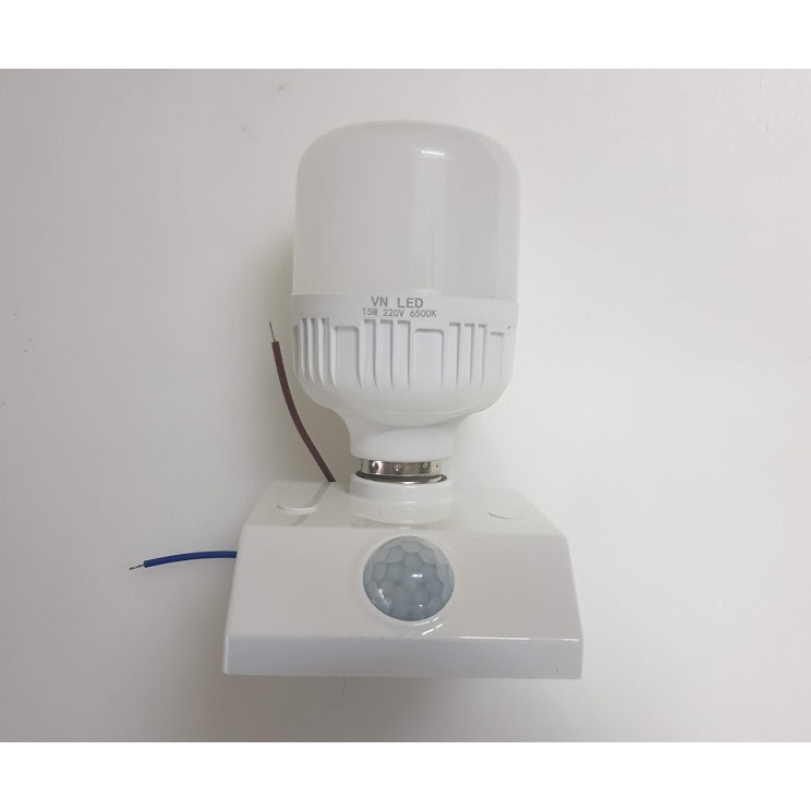 Công tắc đui đèn cảm biến chuyển động gắn tường đui xoáy + bóng led 15W