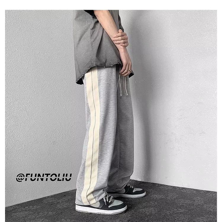 Quần ống rộng Họa Tiết Kẻ Sọc Phong Cách Nhật Bản Thời Trang Cho Nam size M-3XL