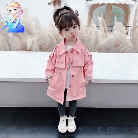 Áo Khoác Gió Dáng Dài Thời Trang Xuân Thu Hàn Quốc Mới Cho Bé Gái 2021