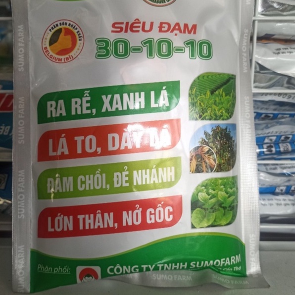 Phân bón lá siêu đạm 30-10-10 ra rễ, xanh lá, lá to dày lá gói 100gr