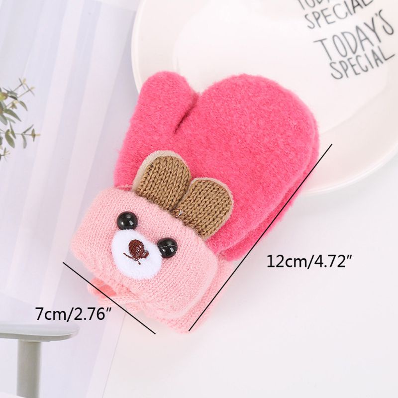 Găng Tay Giữ Ấm Mùa Đông Mềm Mại Dày Dặn Họa Tiết Động Vật Hoạt Hình Dễ Thương