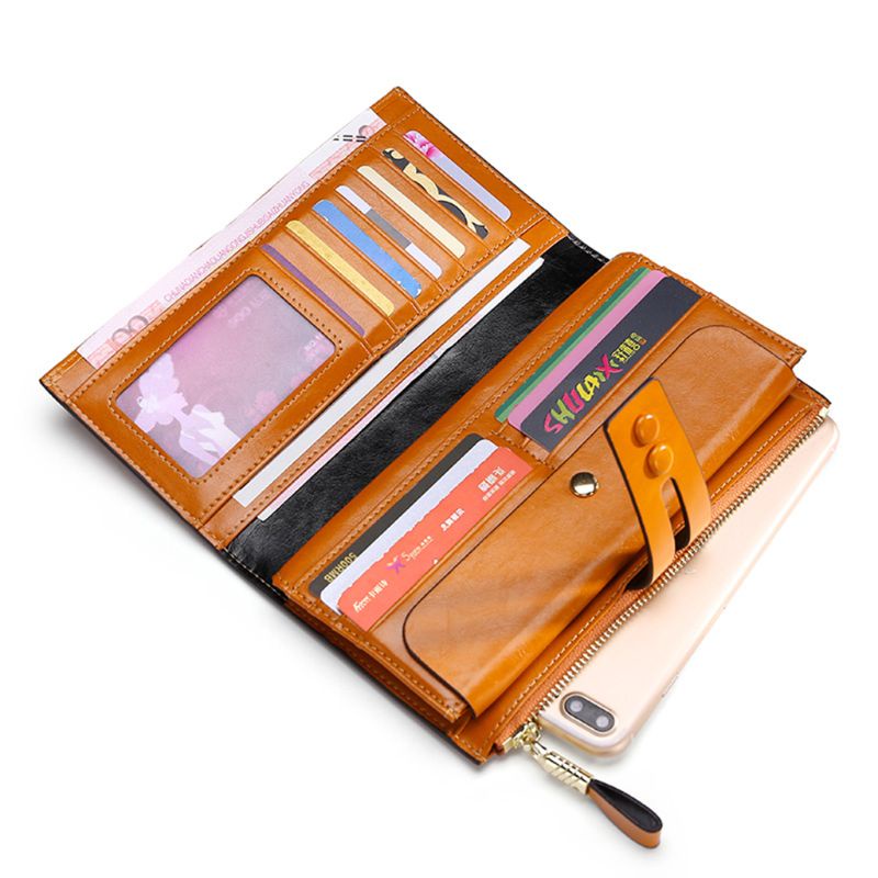 Youyo Ví Da Dài Đựng Thẻ Điện Thoại RFID Cho Nữ
