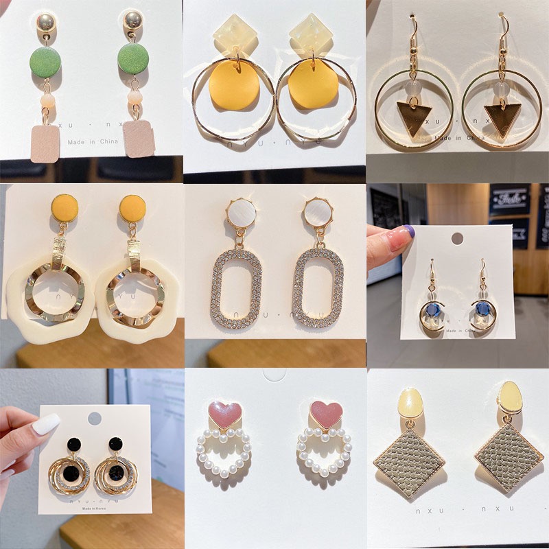 Khuyên tai đính đá ngọc trai nhân tạo thời trang