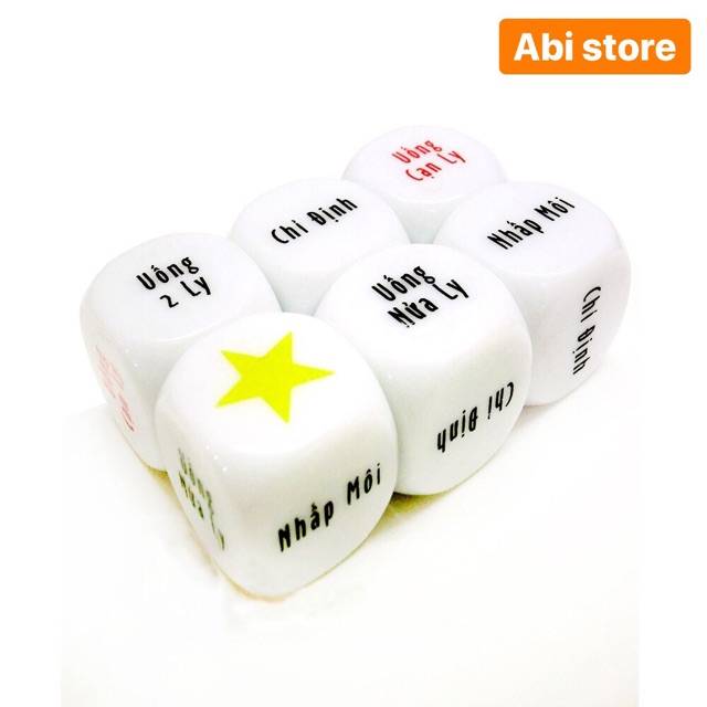 ( SIÊU HOT) XÚC XẮC UỐNG BIA| XÚC XẮC ĐỒ CHƠI/ CON QUAY 05 set 6 mặt chữ như hình( Giá tốt nhất)