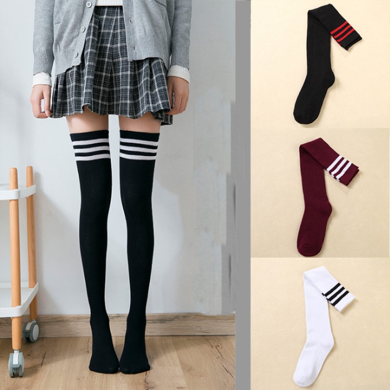 Long Socks Women Long Stockings Warm Thigh High Socks For Ladies Girls New Fashion Striped Knee Sock