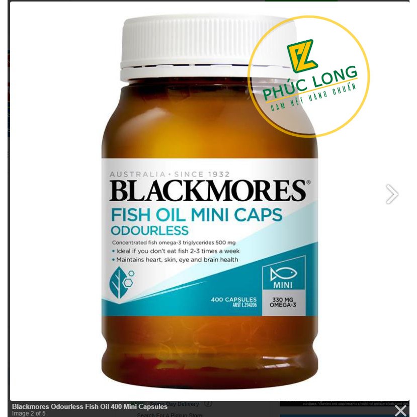 Blackmores Fish Oil Mini Cap Dầu Cá không mùi 400 viên mẫu mới date xa