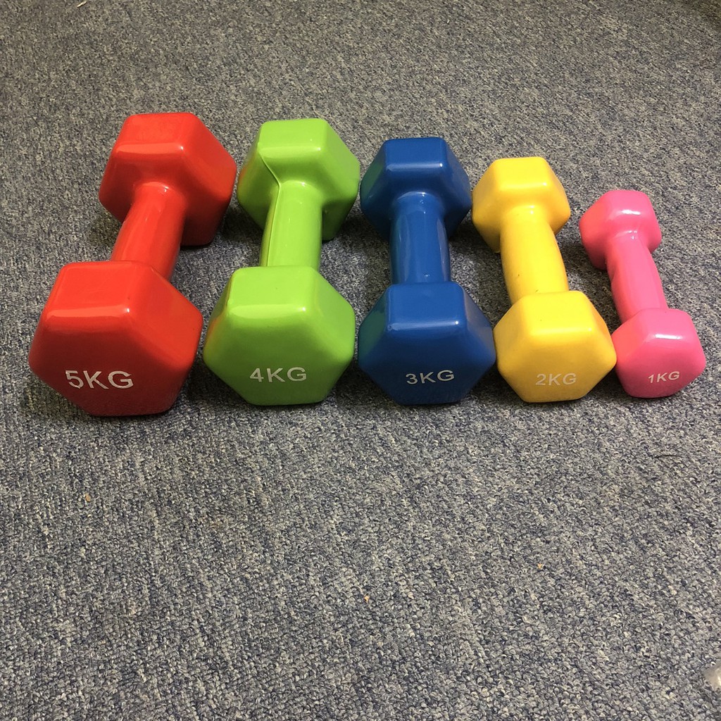 Tạ tay nữ bọc cao su 5kg cao cấp nhập khẩu tập Gym,dumbbell, tạ mini -Thể thao Phúc An(5kg x 2 chiếc)giao màu ngẫu nhiên