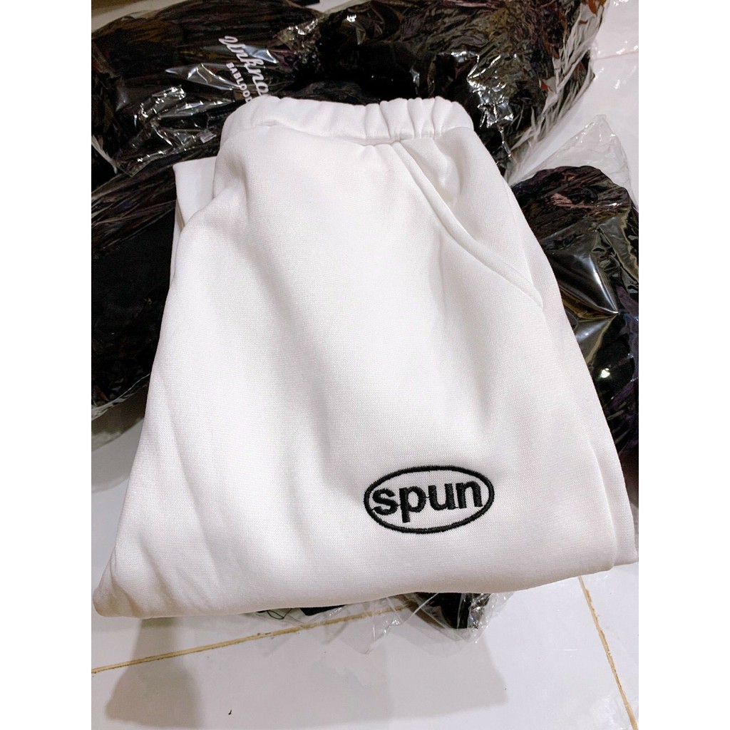 [RẺ VÔ ĐỊCH] Quần Jogger Nỉ Thêu SPUN Ánh thật trải sànchất Nỉ bông dày đẹp 2 màu trắng và đen PC131220