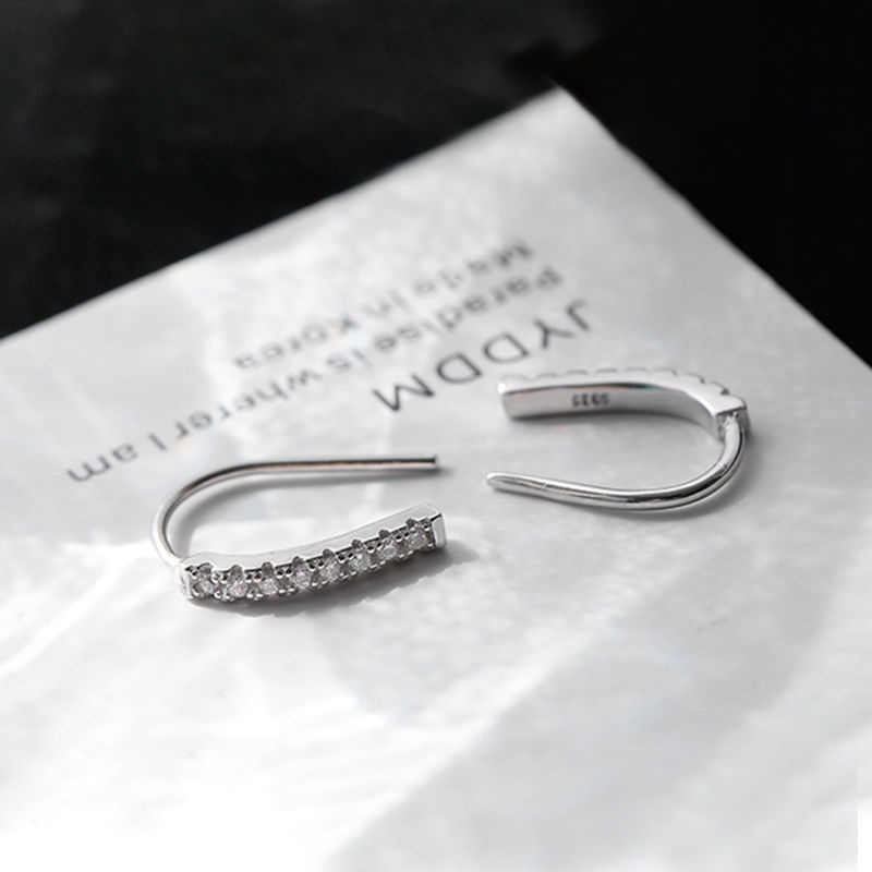 Bông Tai Mạ Bạc 925 Đính Đá Zircon Đơn Giản Không Gây Dị Ứng