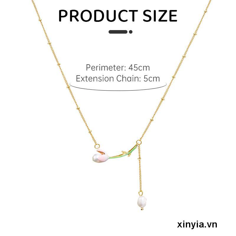 Vòng Cổ Tua Rua Hình Hoa Tulip Đính Ngọc Trai Thanh Lịch Sang Trọng Phong Cách Hàn Quốc