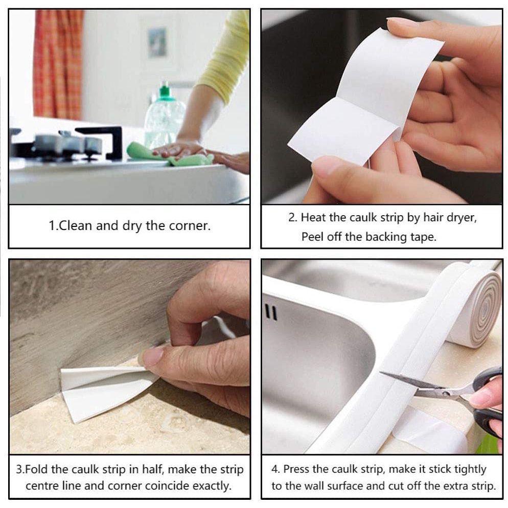 1 Cuộn Băng Keo Dán Viền Góc Tường Nhà Bếp / Nhà Tắm Chống Ẩm / Chống Nước