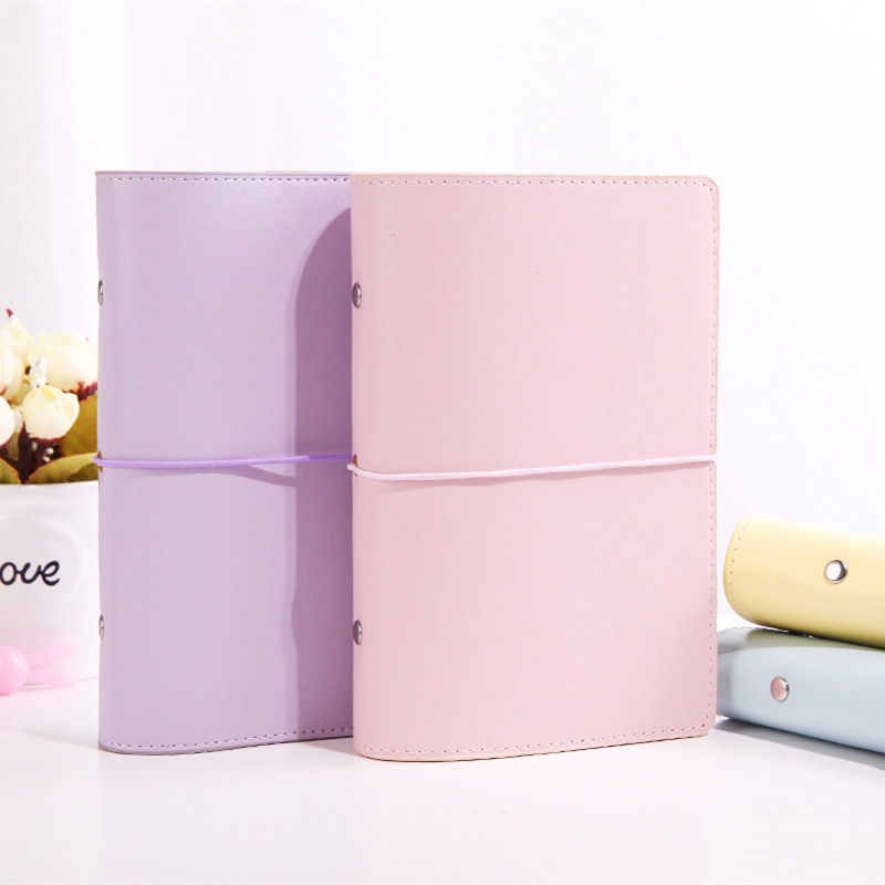 NB20 Sổ tay bìa da thật pastel gáy tròn SOL shop