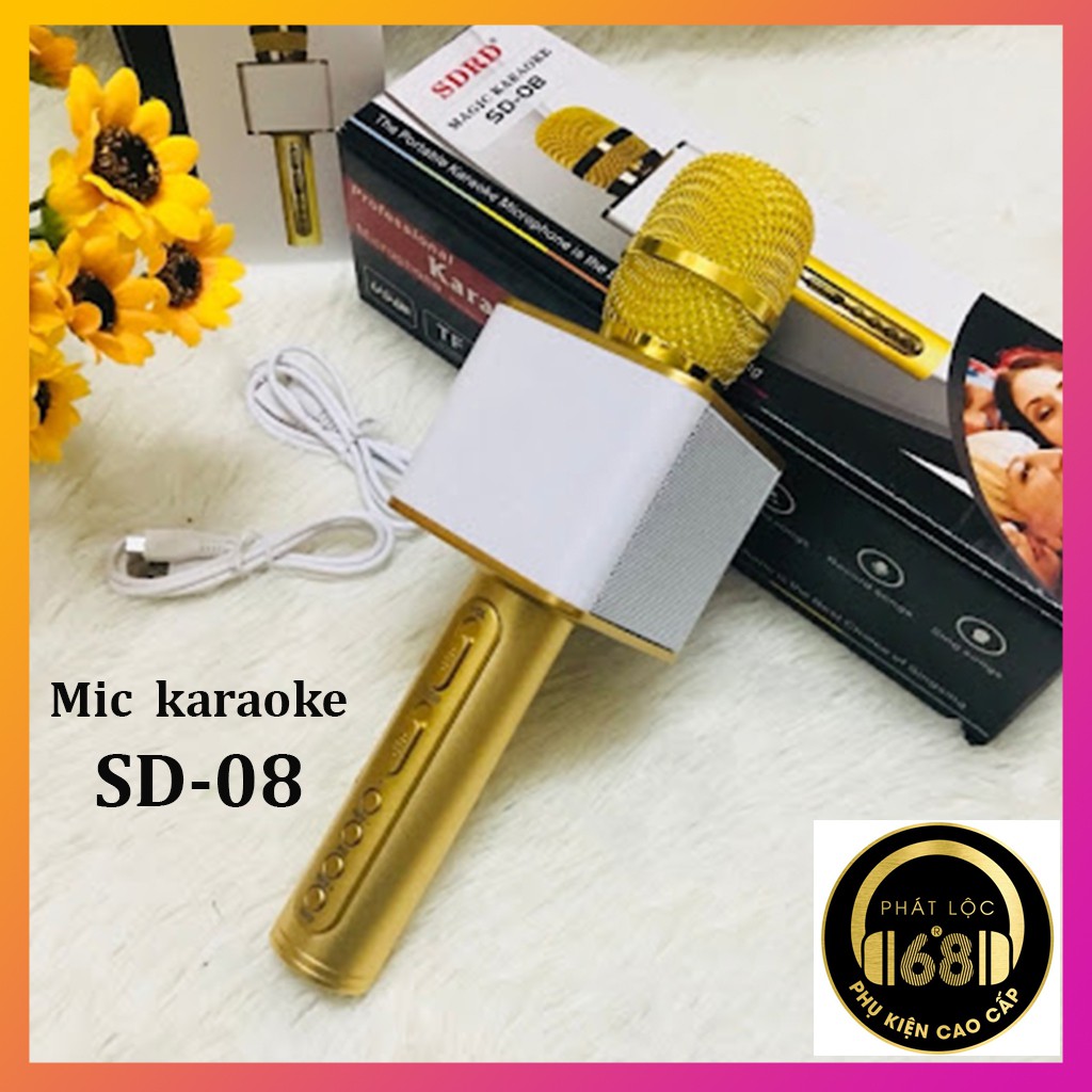 Mic karaoke SD - 08, mic bluetooth kèm loa, loại 1, âm thanh cực đỉnh, bảo hành 1 đổi 1 trong 3 tháng