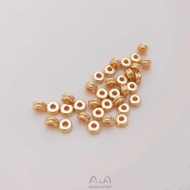 Chuỗi Hạt Cườm Đồng 14K Hai Lớp Màu Vàng Kim Hai Đường Viền Dùng Để Làm Vòng Tay/Trang Sức diy