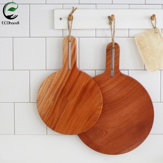 Thớt gỗ tròn có tay cầm ECOhandi đựng thức ăn trang trí | Thớt tròn