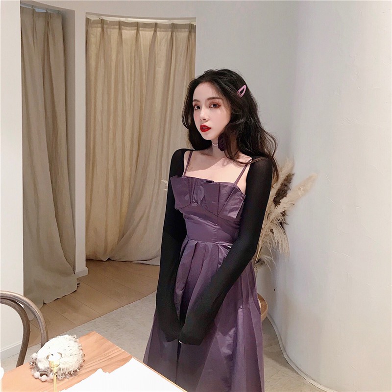 Đầm nữ dáng xòe dài hai dây Emilyshop (kèm áo ngoài)