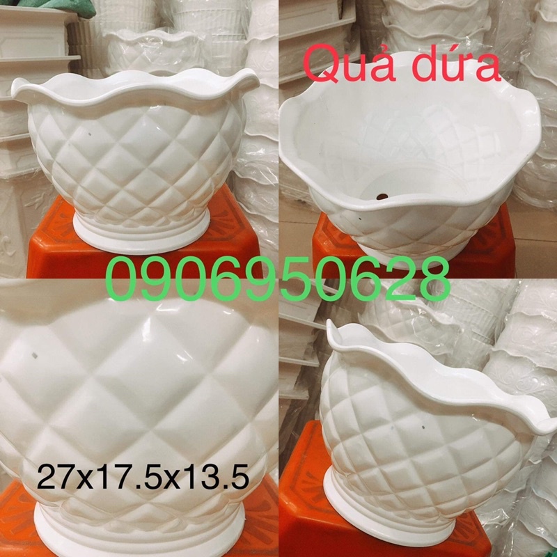 Chậu nhựa quả dứa 27 (có dĩa lót)