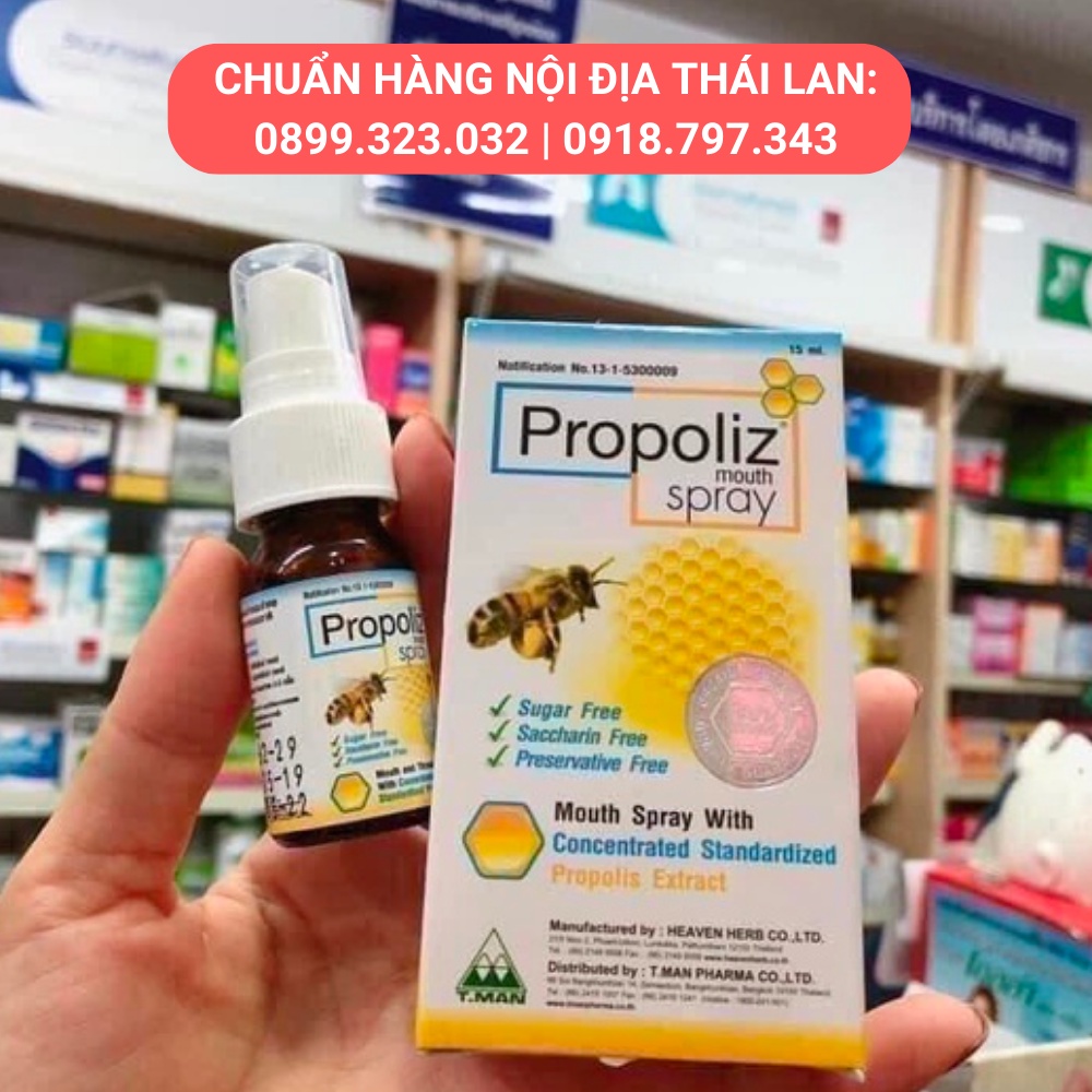Xịt Giảm Ho - Bảo vệ vùng họng Keo Ong Propoliz Thái Lan 15ml
