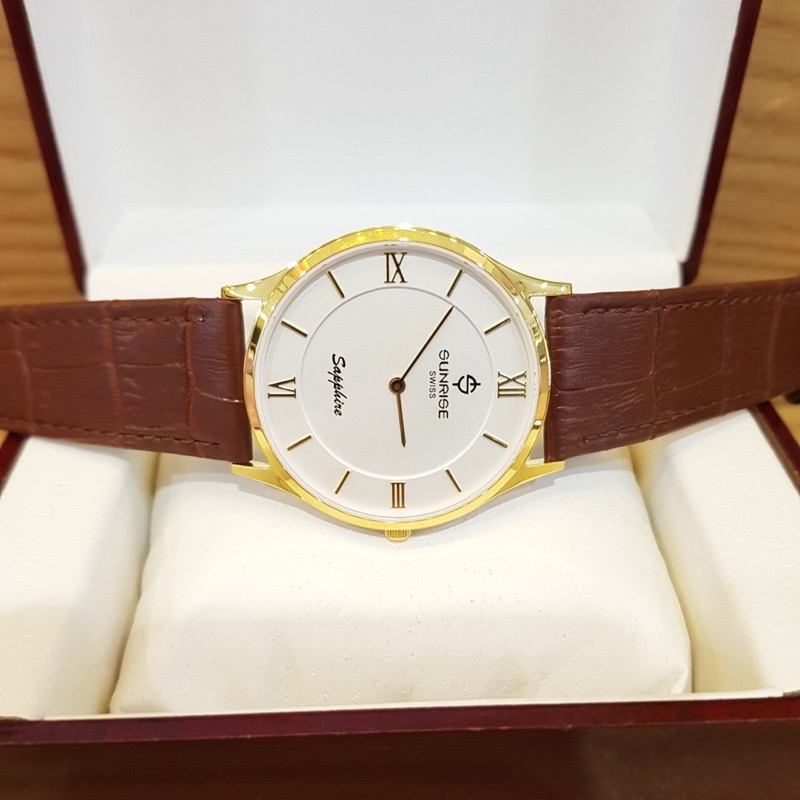 Đồng hồ Nam SUNRISE 736 full hộp, thẻ chính hãng, kính sapphire chống xước
