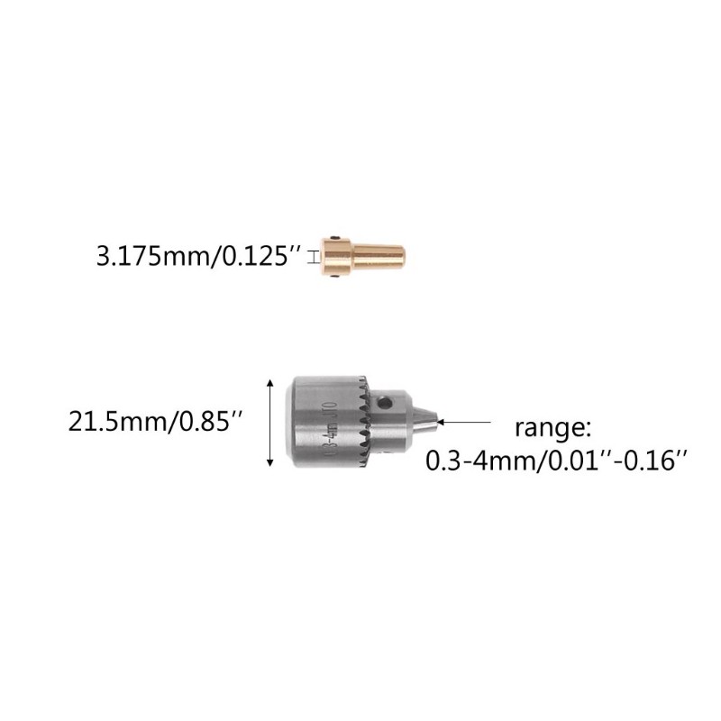 Set 4 Đầu Kẹp Mũi Khoan 0.3-4mm Với Chìa Khóa 3.17mm