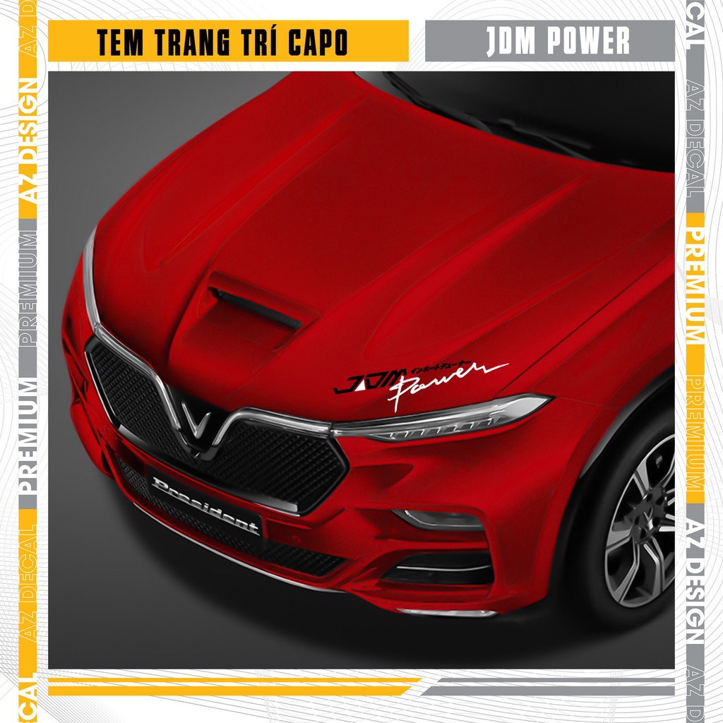 Tem Dán Capo Xe Ô Tô Chủ Đề JDM Power | CP10 | Decal Trang Trí Ô Tô In Nổi Chống Nước, Chống Bay Màu, Không Để Lại Keo