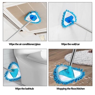 [Mini Mop & Mop Head, Universal Lazy Triangle Mop] [Telescopic Long-handled Cleaning Tools] [Strong Suction & Wet & Dry Dual-use & 180 ° Dust No Dead Ends] [for Bathroom Toilets & Windows & Doors & Ceilings]