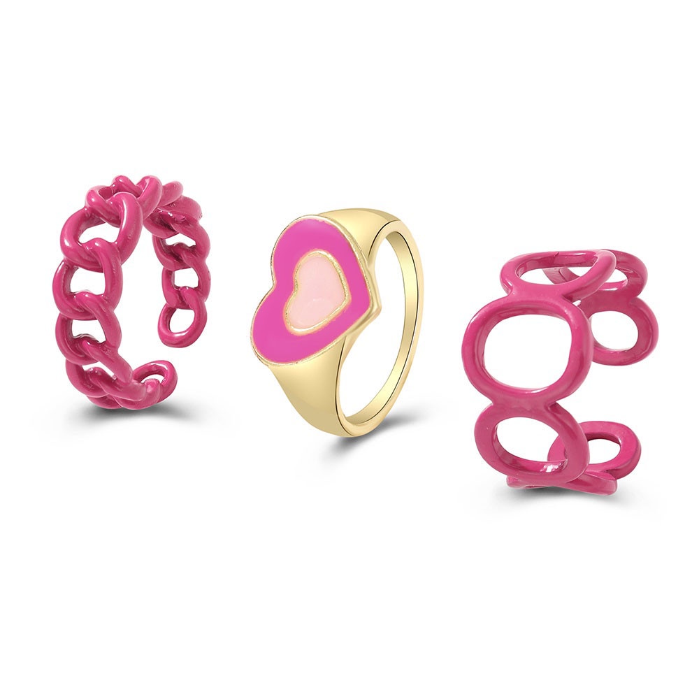 Set 3 Nhẫn Đeo Tay Kim Loại Thời Trang Cho Nữ