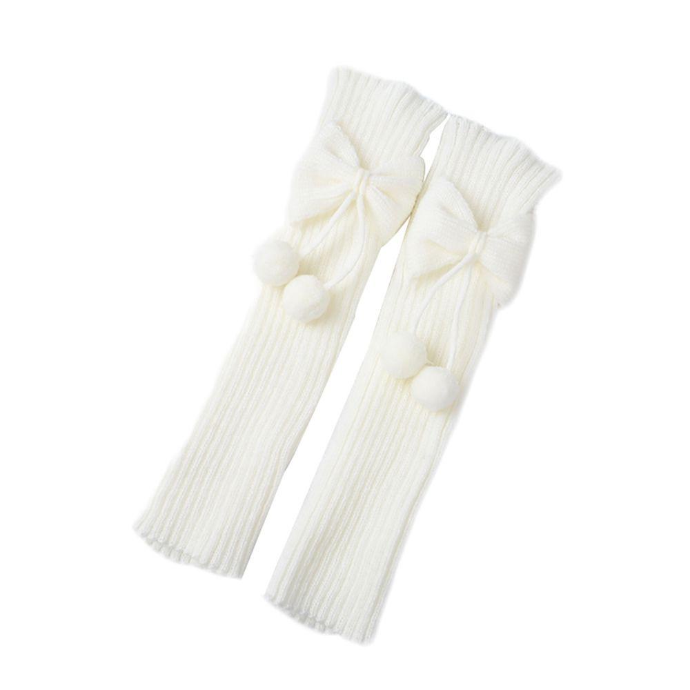 Vỏ Len Dệt Kim Giữ Ấm Chân Màu Trơn Đính Nơ Màu Sắc Ngọt Ngào Thoải Mái Cho Nữ