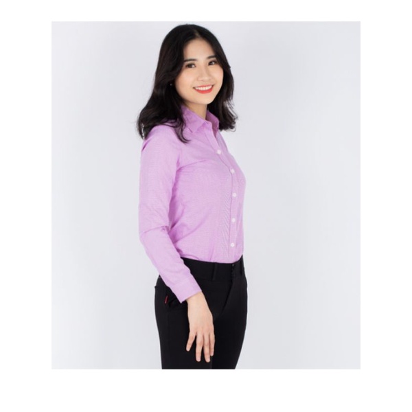Áo sơ mi nữ Thái Hòa tím sọc caro mã 65.