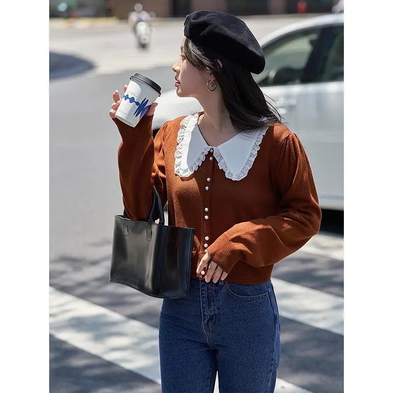 HÀNG CÓ SẴN_601. ÁO LEN CỔ LÁ THANH LỊCH DỄ THƯƠNG