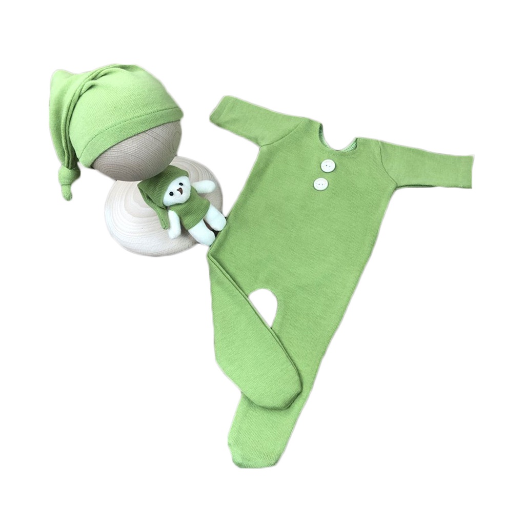 Bộ 3 Món Áo Liền Quần + Nón + Búp Bê Đáng Yêu Cho Bé Sơ Sinh Se