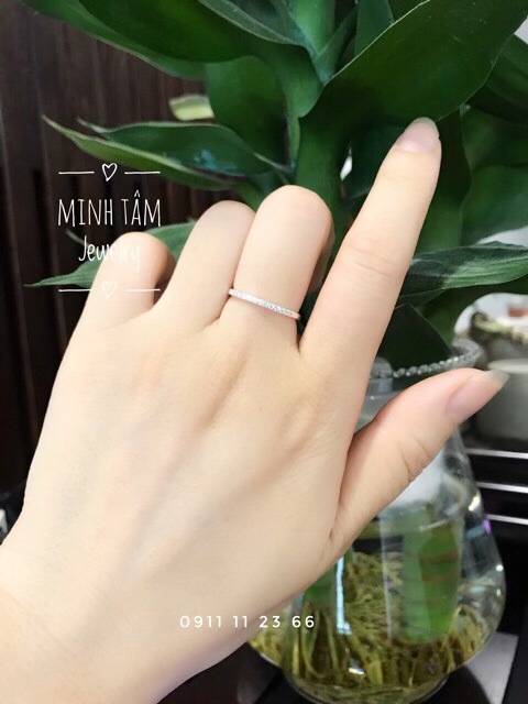 Nhẫn nữ bạc ta mảnh gắn đá-Minh Tâm Jewelry