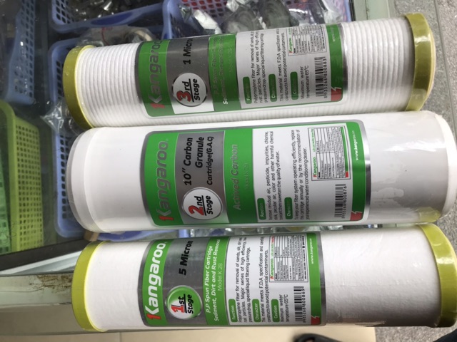 Bộ 3 lõi lọc nước Kangaroo số 1, 2, 3.Dùng cho các máy lọc nước. Máy lọc nước RO.
