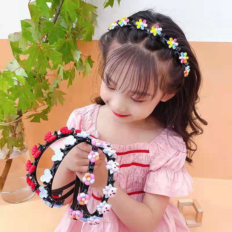 1 băng đô bện họa tiết hoạt hình dễ thương phong cách Hàn Quốc cho nữ