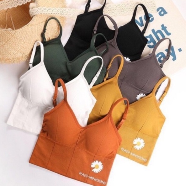 HOT TREND - Áo bra hoa cúc khoét lưng chữ U gân bo nâng ngực