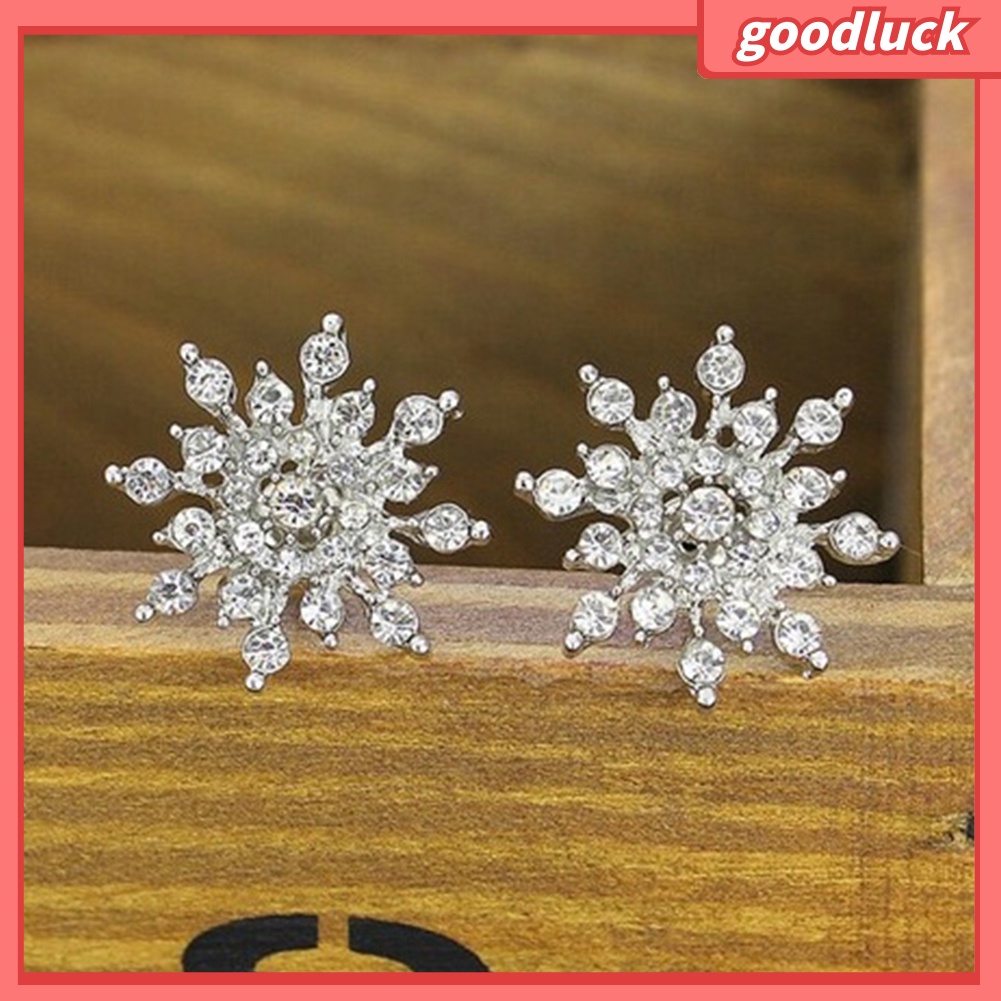 Đôi Khuyên Tai Hình Hoa Tuyết Đính Đá Thời Trang Cho Nữ