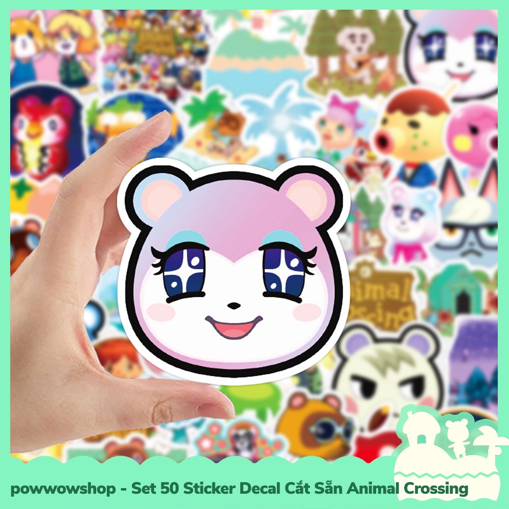 [Sẵn VN - Hỏa Tốc] Set 50 Sticker Mini Decal Dán Trang Trí Vật Dụng Mẫu Game Animal Crossing New Horizons Smile Miles