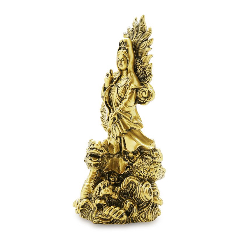 Tượng Phật bà Quan Âm cưỡi rồng 27x12cm