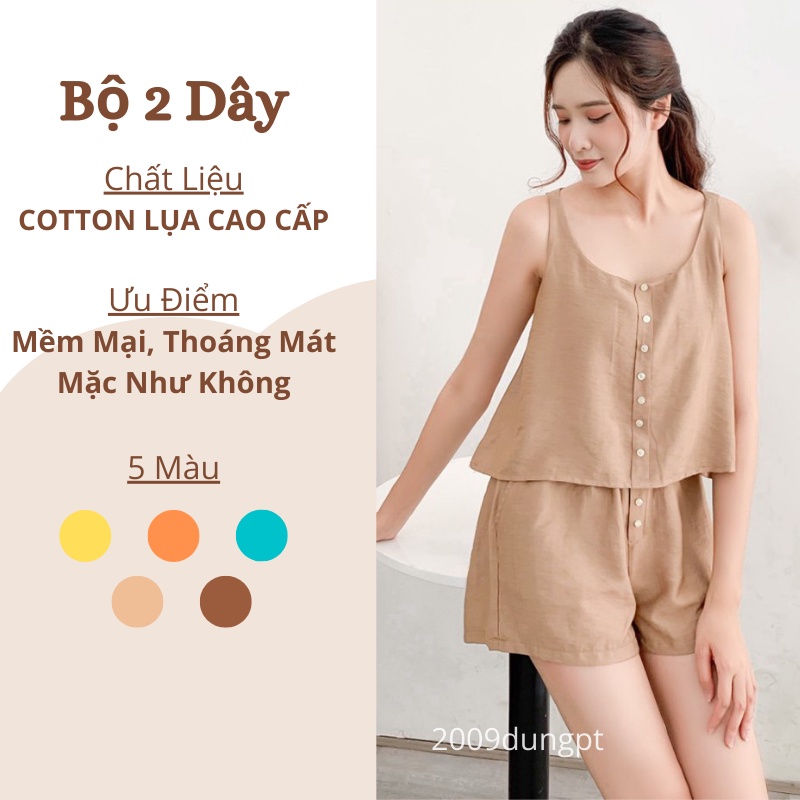 Bộ sát nách nữ mặc nhà đũi cotton, mềm, mát