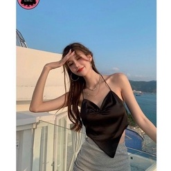 Áo yếm voan lụa nhúm ngực nhọn tà cột nơ sau lưng cực hot  ly