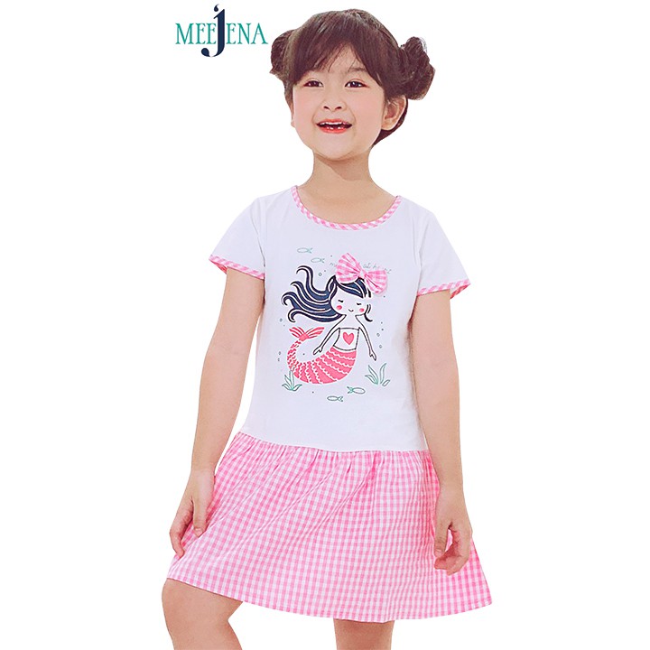 Váy Bé Gái Tay Ngắn Tùng Xòe Phối Kate Caro 14-26 kg MEEJENA - 1486