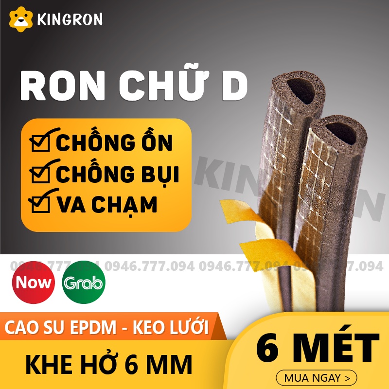 Ron dán khung cửa bằng cao su EPDM ⭐ Ron chữ D KINGRON chống bụi, chống côn trùng, cách âm