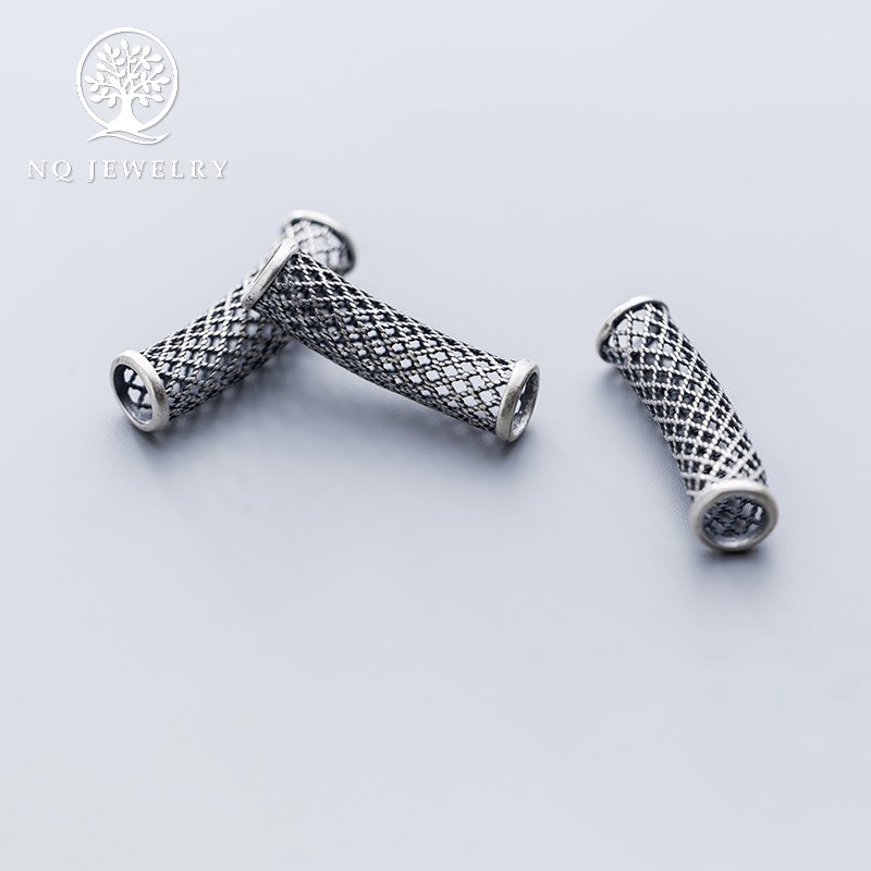Charm bạc ống hàng rào lưới - NQ Jewelry